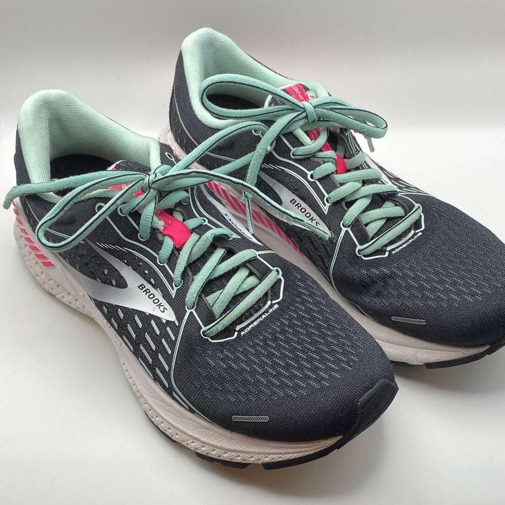 Brooks Women's Sneakers - Charcoal with Mint and Pink Accents